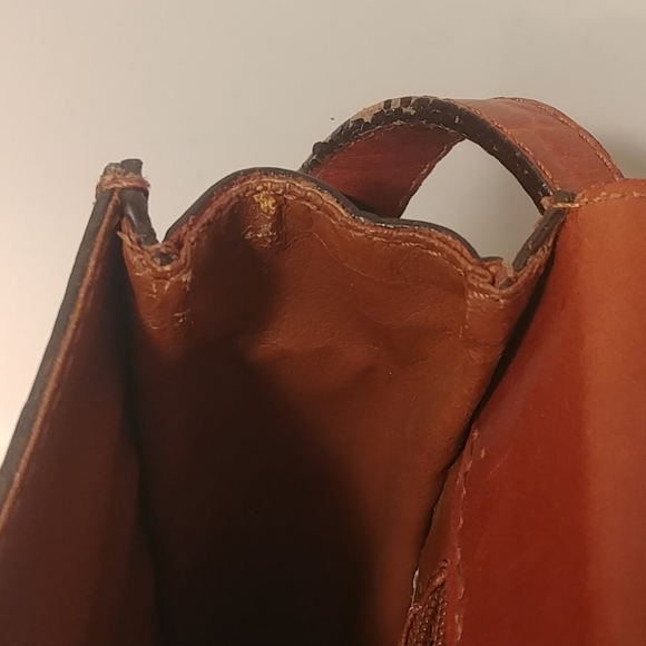 Vtg Ganson Brown Crock Leather Shoulder Cross Bag